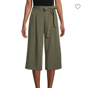 BCBGMaxAzria Tie Waist Culottes Green XS